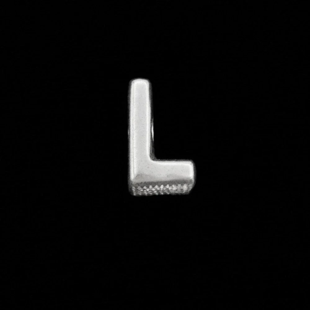 Pandora Letter L Alphabet Charm Sterling Silver S925 ALE Heart Pattern 790323L